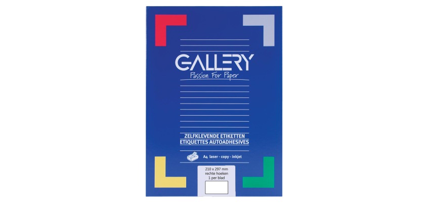 Gallery witte etiketten ft 210 x 297 mm (b x h), rechte hoeken, doos van 100 etiketten