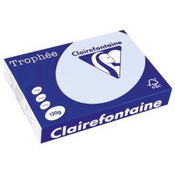 Clairefontaine Trophée Pastel, papier couleur, A4, 120 g, 250 feuilles, bleu azur