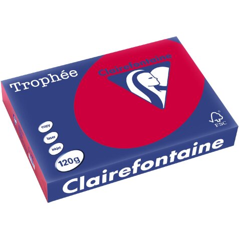 Clairefontaine Trophée Intens, papier couleur, A4, 120 g, 250 feuilles, rouge groseille