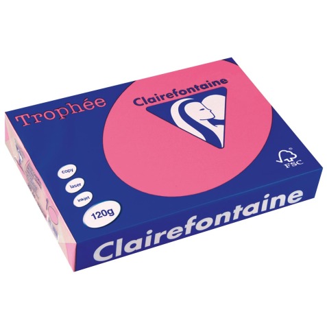 Clairefontaine Trophée Intens, papier couleur, A4, 120 g, 250 feuilles, fuchsia