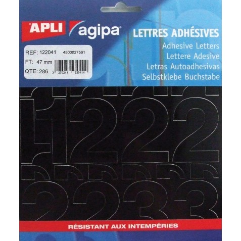 Agipa étiquettes chiffres hauteur des lettres 47 mm (l x h), 286 chiffres