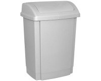 OFFICE products vuilbak, met swing deksel, 15 l, grijs