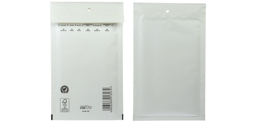 Bong AirPro Luftpolsterversandtaschen, Größe 120 x 215 mm, mit Klebestreifen, Packung mit 200 Stück, weiß