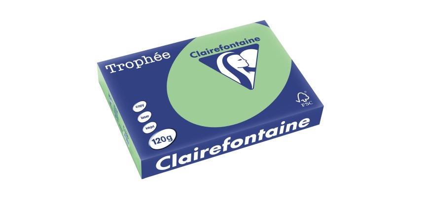 Clairefontaine Trophée Pastel, gekleurd papier, A4, 120 g, 250 vel, natuurgroen