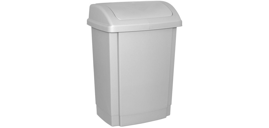 OFFICE products trash can, with swing lid, 25 l, gray