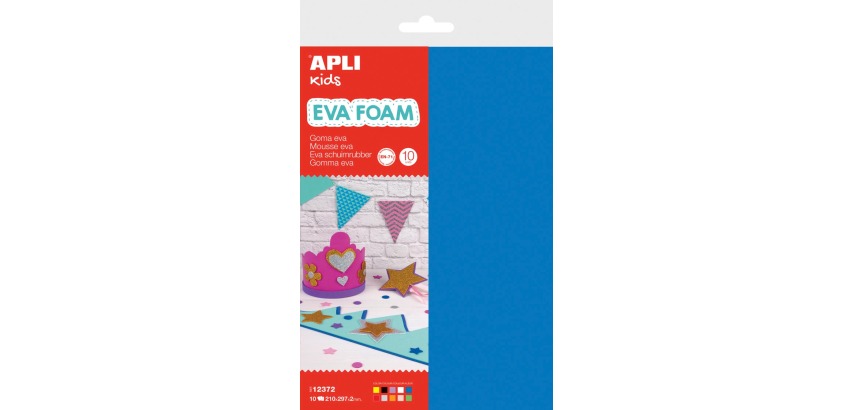 Apli Kids foam rubber sheet 20 x 30 cm, pack of 10 assorted color sheets