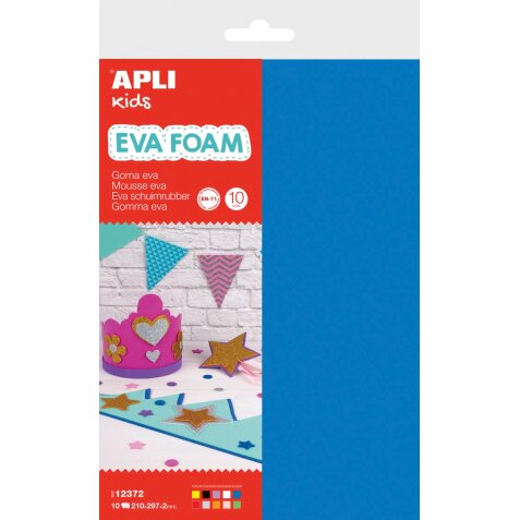 Apli Kids mousse caoutchouc ft 20 x 30 cm, paquet de 10 feuilles en couleurs assorties