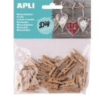 Apli mini wooden clips, blister pack of 45 pieces