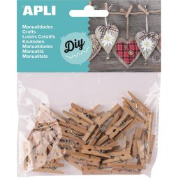 Apli houten mini wasknijpers, blister met 45 stuks