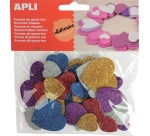 Apli Kids coeurs adhésifs avec paillettes, blister de 50 pièces