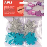 Apli Kids flocons de neige adhésifs avec paillettes, blister de 22 pièces