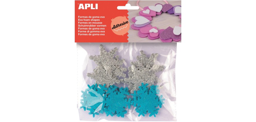 Apli Kids zelfklevende glitter sneeuwvlokken, blister met 22 stuks