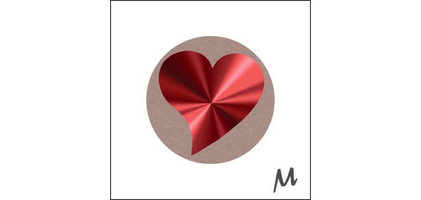 Printed label, on roll, diameter 39 mm, 500 pieces, craft, Love heart