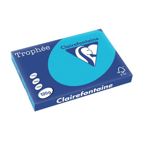 Clairefontaine Trophée Intens, papier couleur, A3, 120 g, 250 feuilles, bleu royal