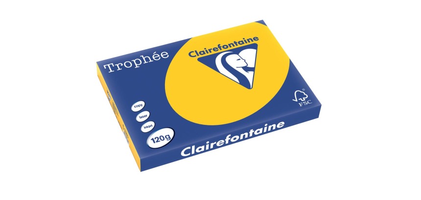 Clairefontaine Trophée Intens, colored paper, A3, 120 g, 250 sheets, sunflower yellow