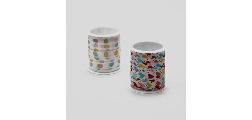 Ribbon hearts and balls, 1 cm x 10 m