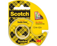 Scotch dubbelzijdige tape 12,7 mm x 6,3 m, dispenser + rolletje