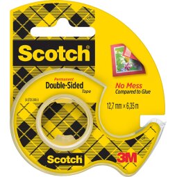 Scotch dubbelzijdige tape 12,7 mm x 6,3 m, dispenser + rolletje