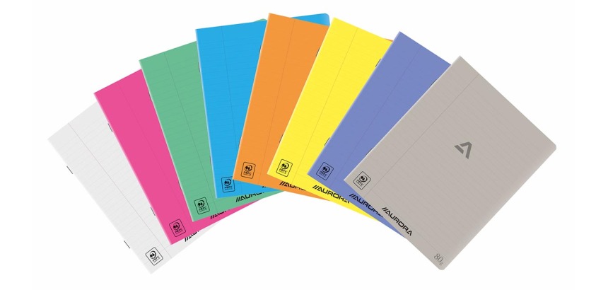 Aurora Writing 80 cahier, agrafé, ligné + marge, 72 pages, A5, PP transparent
