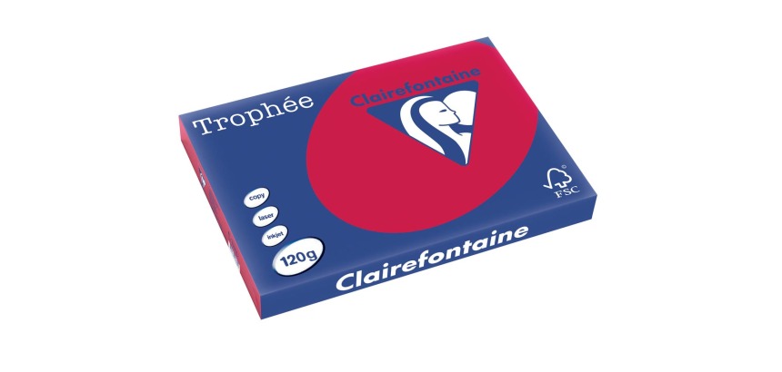 Clairefontaine Trophée Intens, gekleurd papier, A3, 120 g, 250 vel, kersenrood