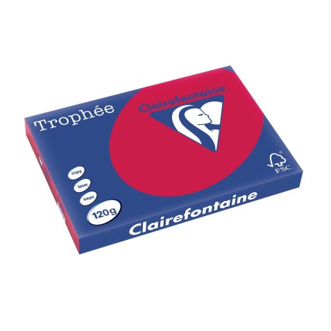 Clairefontaine Trophée Intens, papier couleur, A3, 120 g, 250 feuilles, rouge groseille