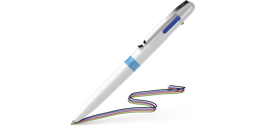 Schneider ballpoint pen 4 colors Take 4, medium point, light blue/white