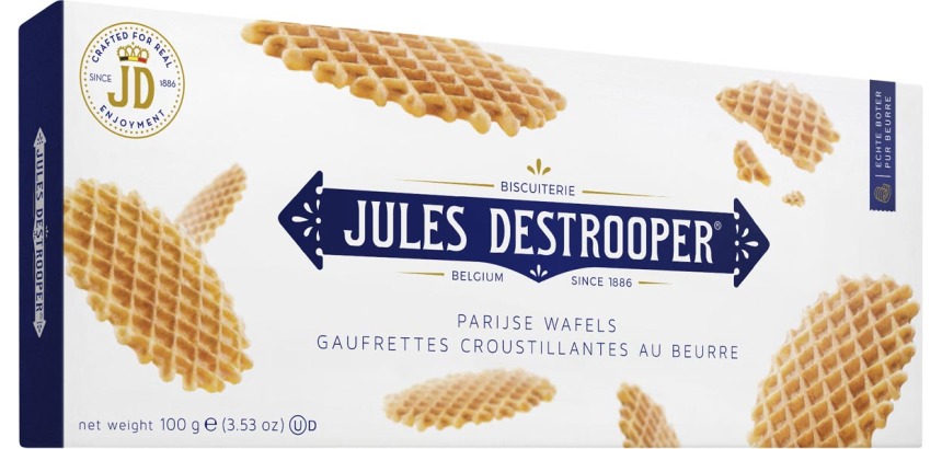 Jules Destrooper gaufrettes croustillantes au beurre, boîte de 100 g