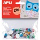 Apli yeux mobiles adhésifs de couleur avec cils, ovale, blister de 40 pièces