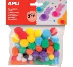 Apli pompons, couleurs assorties, sachet de 78 pièces