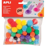 Apli pompons, couleurs assorties, sachet de 78 pièces