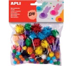 Apli pompons, sachet de 78 pièces en couleurs assorties pailletées