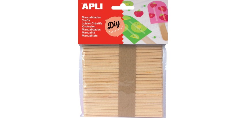 Apli bâtonnets en bois naturel, blister de 50 pièces