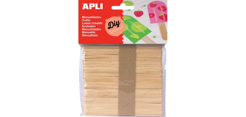Apli bâtonnets en bois naturel, blister de 50 pièces