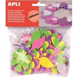 Apli Kids fleurs adhésifs avec paillettes, blister de 48 pièces