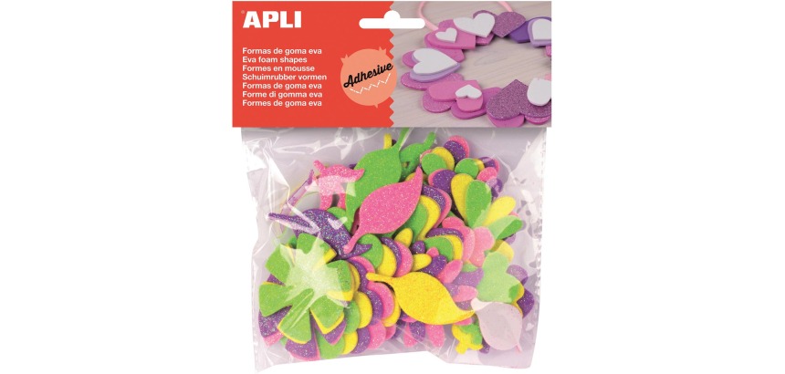 Apli Kids adhesive flowers with glitter, blister pack of 48 pieces