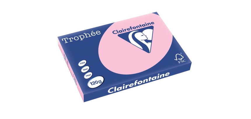Clairefontaine Trophée Pastel, gekleurd papier, A3, 120 g, 250 vel, roze