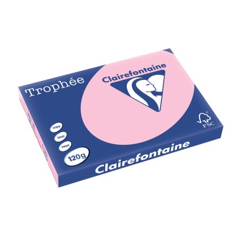 Clairefontaine Trophée Pastel, gekleurd papier, A3, 120 g, 250 vel, roze