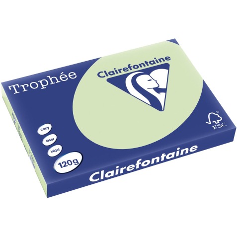 Clairefontaine Trophée Pastel, papier couleur, A3, 120 g, 250 feuilles, vert golf