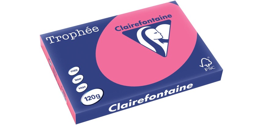 Clairefontaine Trophée Intens, colored paper, A3, 120 g, 250 sheets, fuchsia