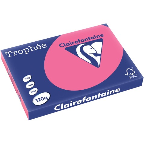 Clairefontaine Trophée Intens, papier couleur, A3, 120 g, 250 feuilles, fuchsia