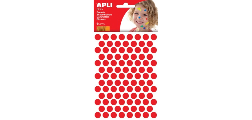 Apli Kids stickers, cirkel diameter 10,5 mm, blister met 528 stuks, rood