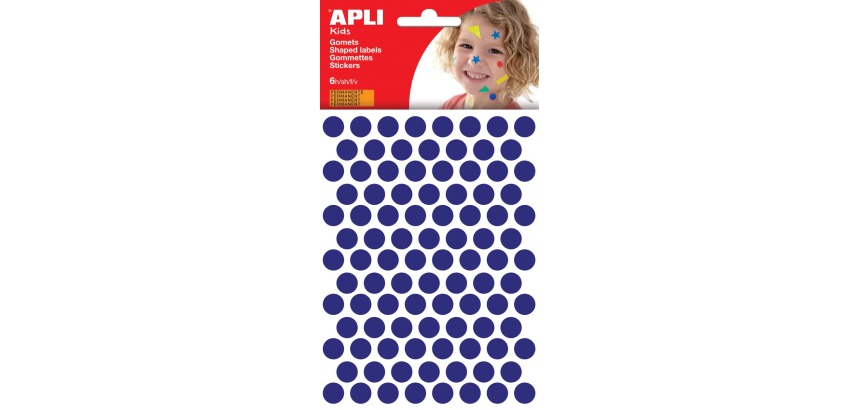 Apli Kids stickers, cirkel diameter 10,5 mm, blister met 528 stuks, blauw