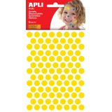 Apli Kids gommettes, cercle diamètre 10,5 mm, pochette de 528 pièces, jaune