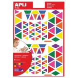 Apli Kids verwijderbare stickers, driehoek, blister met 720 stuks in geassorteerde kleuren en groottes