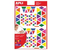 Apli Kids verwijderbare stickers, driehoek, blister met 720 stuks in geassorteerde kleuren en groottes