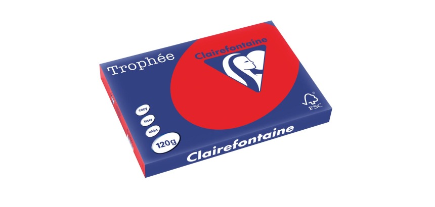 Clairefontaine Trophée Intens, gekleurd papier, A3, 120 g, 250 vel, koraalrood