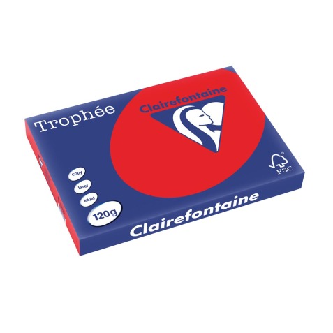 Clairefontaine Trophée Intens, papier couleur, A3, 120 g, 250 feuilles, rouge corail