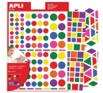 Apli Kids gommettes enlevables, formes, couleurs et formats assortis, pochette de 664 pièces