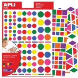 Apli Kids gommettes enlevables, formes, couleurs et formats assortis, pochette de 664 pièces