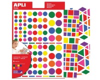 Apli Kids gommettes enlevables, formes, couleurs et formats assortis, pochette de 664 pièces